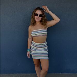 Princess Polly Aviana Two-Piece Tube Top & Mini Skirt Set - Multicolor